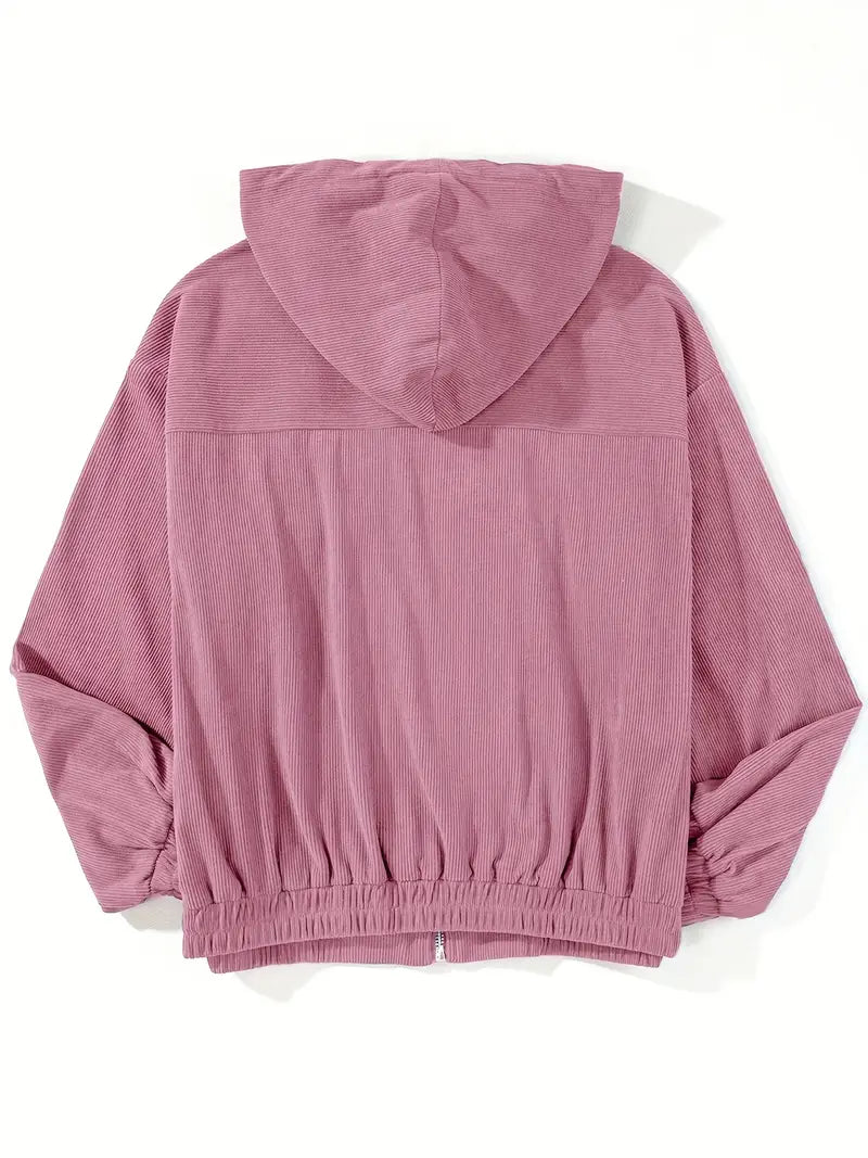 Corduroy Jacket | Dames jas van ribstof met ritssluiting en rechte pasvorm