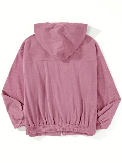 Corduroy Jacket | Dames jas van ribstof met ritssluiting en rechte pasvorm