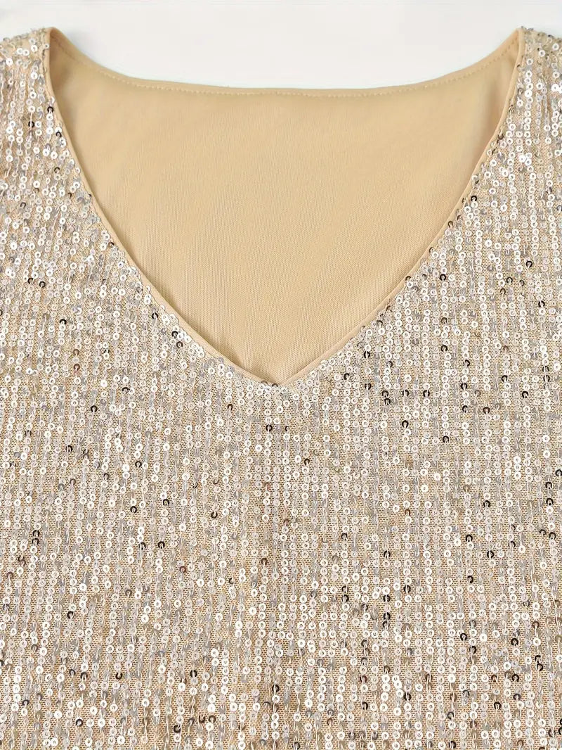 Alyana Top | Dames mouwloze V-hals top met pailletten voor zomer en feestelijke gelegenheden