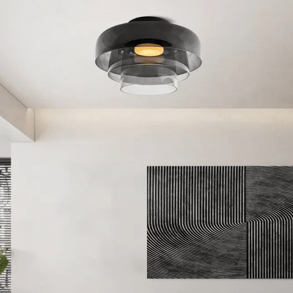 Glazen Plafondlamp – Transparant, Scandinavisch Design met Driekleuren LED voor Woonkamer of Eetkamer