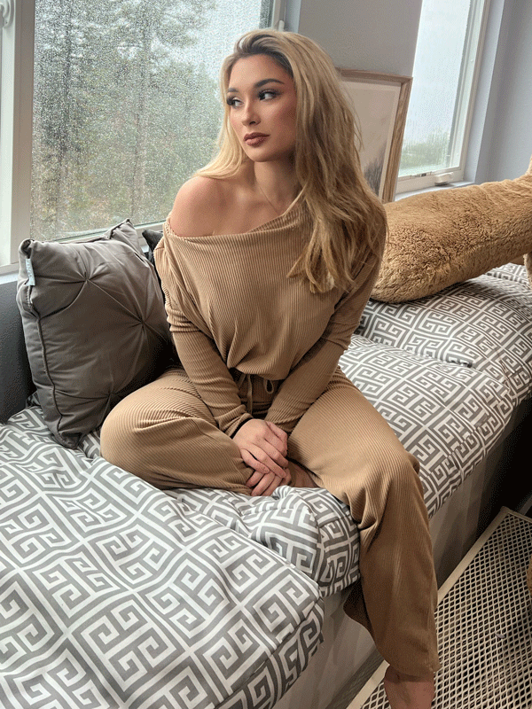 Dames Off-Shoulder 2-delige Set – Gebreid co-ord met top, casual/uitgaan