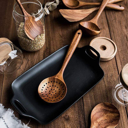 Houten Kookgerei Set – Teak, Duurzaam Design voor Keuken en Koken