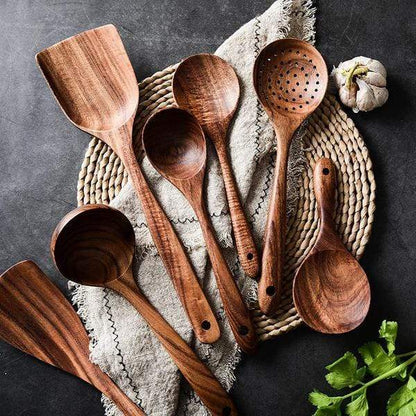 Houten Kookgerei Set – Teak, Duurzaam Design voor Keuken en Koken