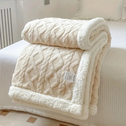 Reversible Plaid – Zacht Beige Gebrushte Fleece voor Bank of Bed, Ideaal voor Elk Seizoen