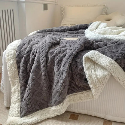 Reversible Plaid – Zacht Beige Gebrushte Fleece voor Bank of Bed, Ideaal voor Elk Seizoen