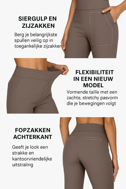 Elvira Stretchbroek Dames | Comfortabele Broek met Hoge Taille en Zakken