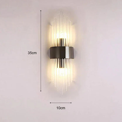 Moderne Wandlamp – Zwart en Goud, Kristallen Accenten voor Sfeervolle Verlichting in Woonkamer of Slaapkamer