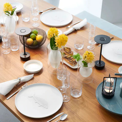 Draadloze Tafellamp – Metaal en Glas, Scandinavisch Design voor Woonkamer of Slaapkamer