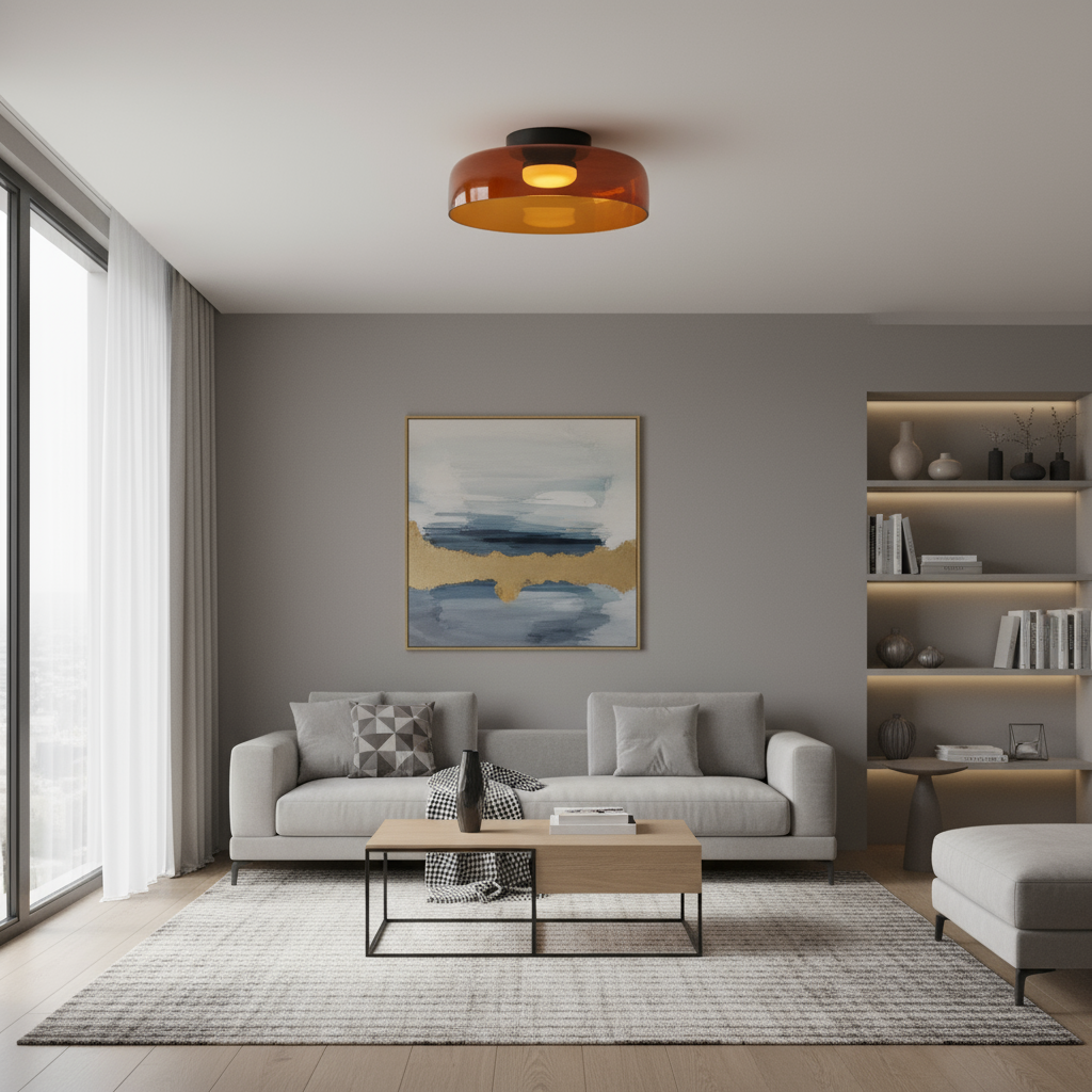 Glazen Plafondlamp – Transparant, Scandinavisch Design met Driekleuren LED voor Woonkamer of Eetkamer