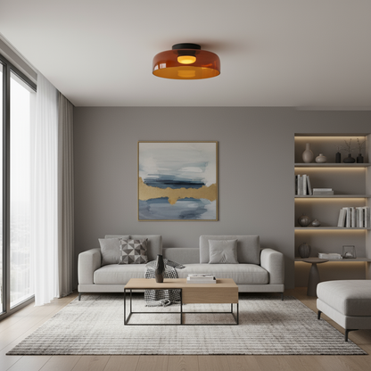 Glazen Plafondlamp – Transparant, Scandinavisch Design met Driekleuren LED voor Woonkamer of Eetkamer