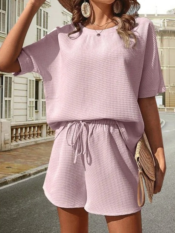 Elly | Dames Geribde Rib & Short Set – Ademend Comfort en Subtiele Elegantie