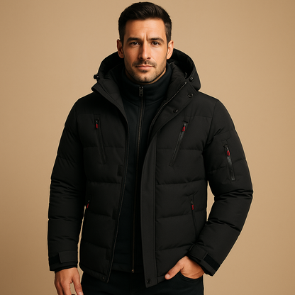 Heren Hooded Winterjas – Heavy-Duty, Waterafstotend, Casual voor Koude Dagen