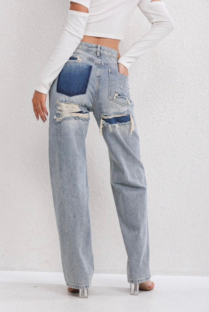 Frida | Dames Vintage Ripped Jeans met Relaxte Pasvorm en Stoere Details