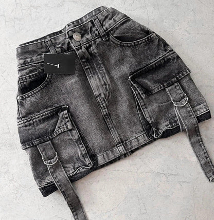 Filomena | Dames Denim Minirok, A-Lijn Pasvorm met Multi-Zakken Design
