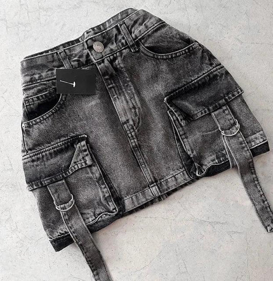 Filomena | Dames Denim Minirok, A-Lijn Pasvorm met Multi-Zakken Design